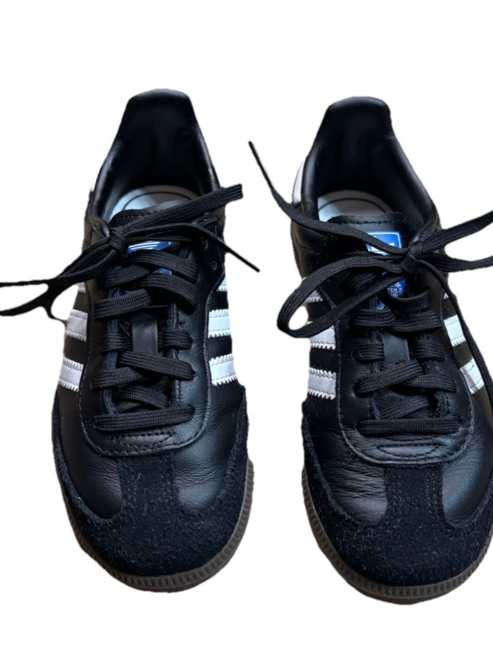 🔥 Adidas Samba Originals Kids 12.5 Black White Leather Sneakers Soccer Shoes 🖤